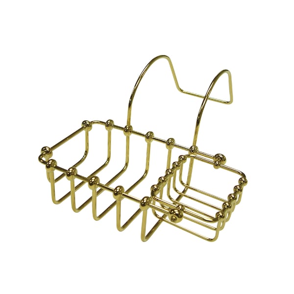 7" Swivel Soap and Sponge Holder, Polished Brass